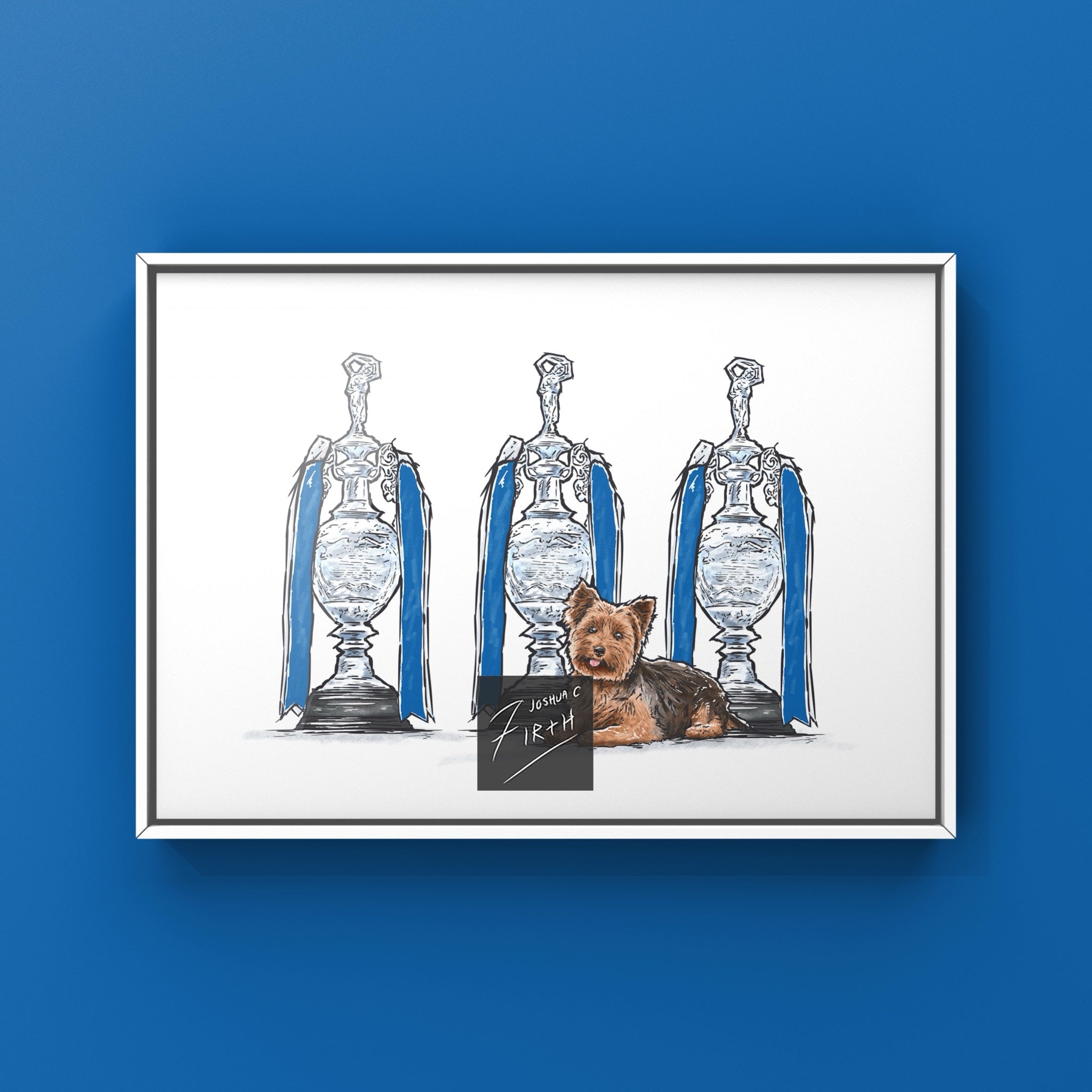 Huddersfield Town Inspired Retro Football Poster Print which celebrates the 3 league titles won under Herbert Chapman in the 1920s