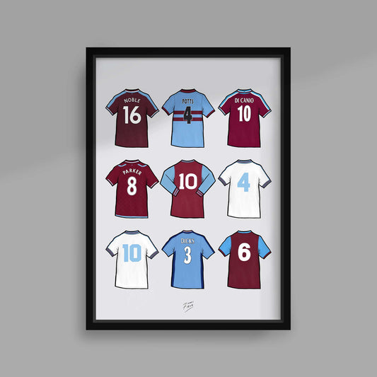 Poster print featuring legendary names that have played football for West Ham United