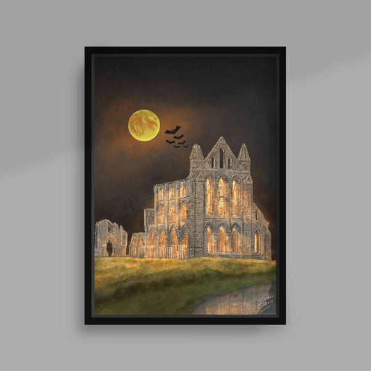 Night Time Spooky Goth Version Whitby Abbey Poster Artwork
