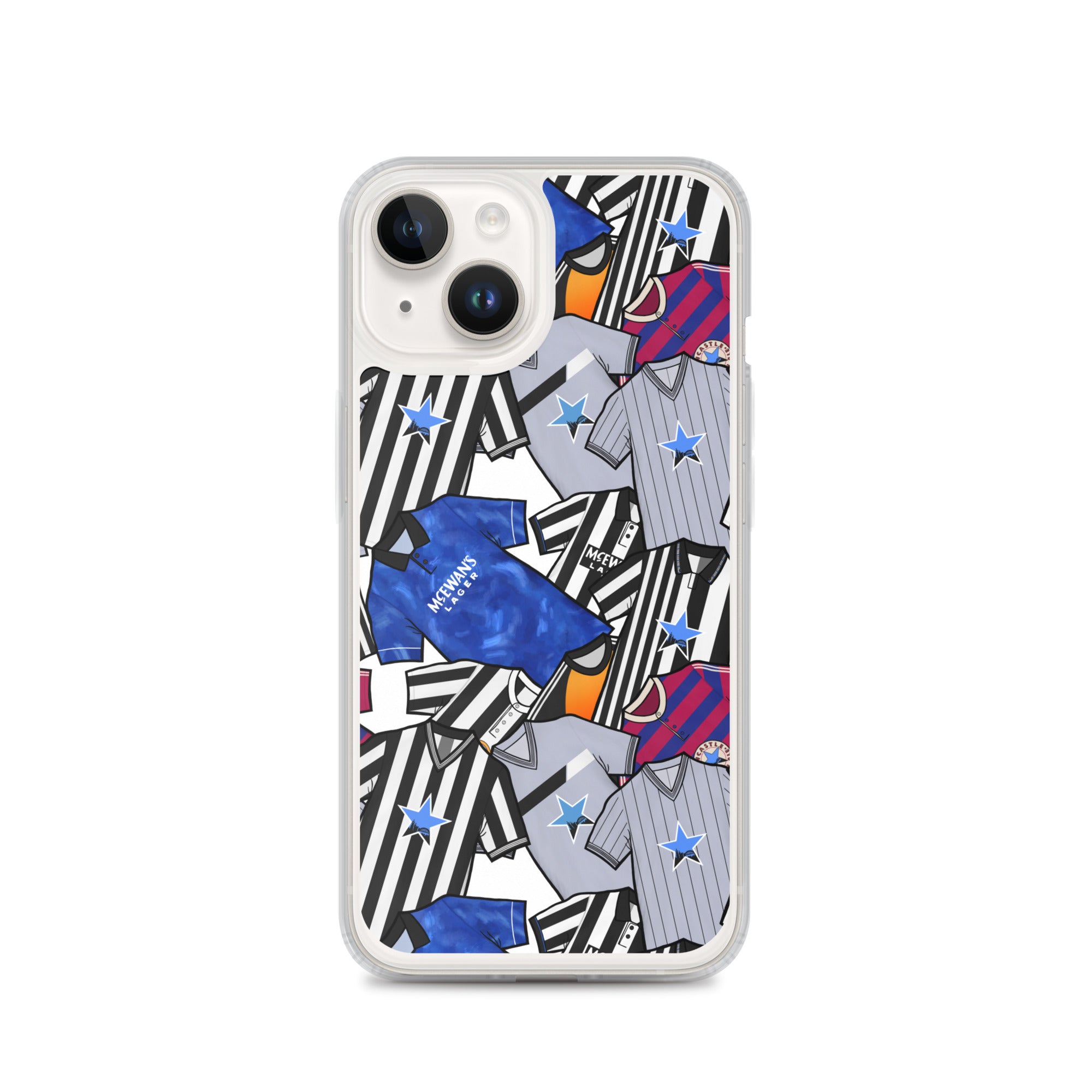 Phone case for iPhone 14 inspired by the Retro shirts of Newcastle United!