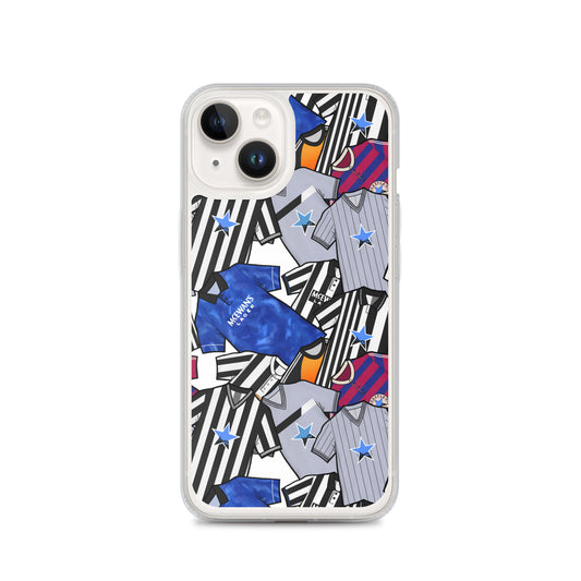 Phone case for iPhone 14 inspired by the Retro shirts of Newcastle United!