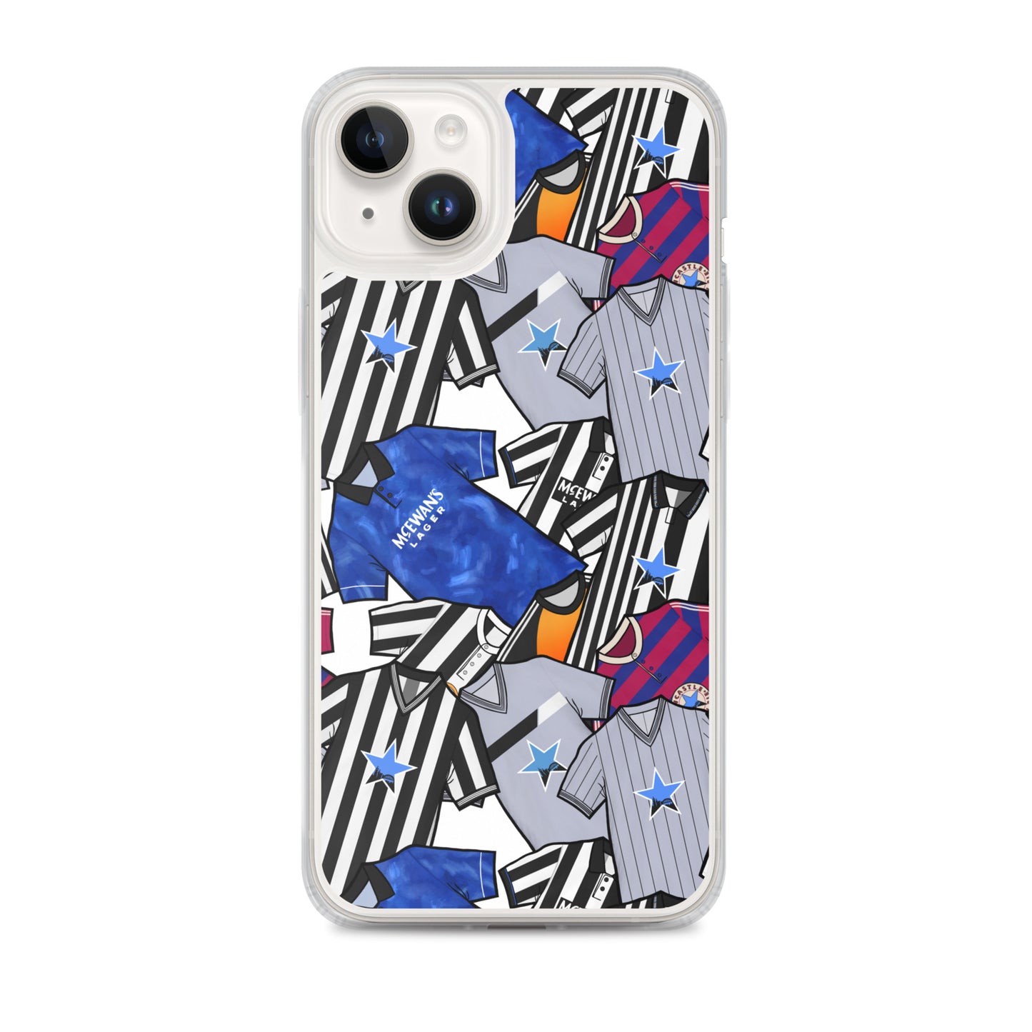 Phone case for iPhone 14 Plus inspired by the Retro shirts of Newcastle United!