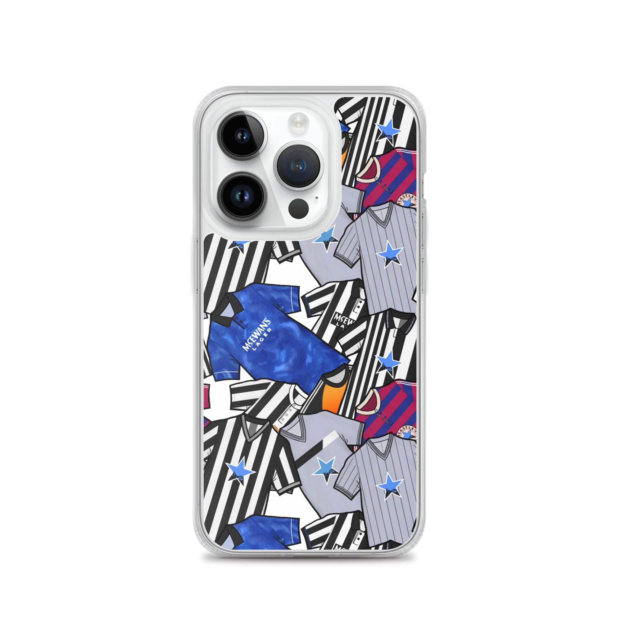 Phone case for iPhone 14 Pro inspired by the Retro shirts of Newcastle United!