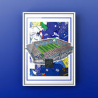 Millwall Kit Collage Retro Shirts & Stadium The Den Football Print