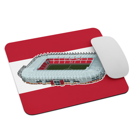 A mouse pad / mat featuring artwork of Middlesbrough FC home Riverside Stadium