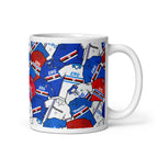 Relive the glory days with this unique mug featuring vintage-inspired artwork of UC Sampdoria's retro shirts. A perfect gift for Blucerchiati fans and football enthusiasts alike. High-quality ceramic mug with a unique design that's sure to stand out.
