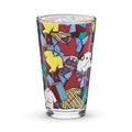 Burnley FC inspired pint glass styled with retro claret and blue football shirt design, perfect for fans and collectors.
