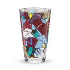 Burnley FC inspired pint glass styled with retro claret and blue football shirt design, perfect for fans and collectors.