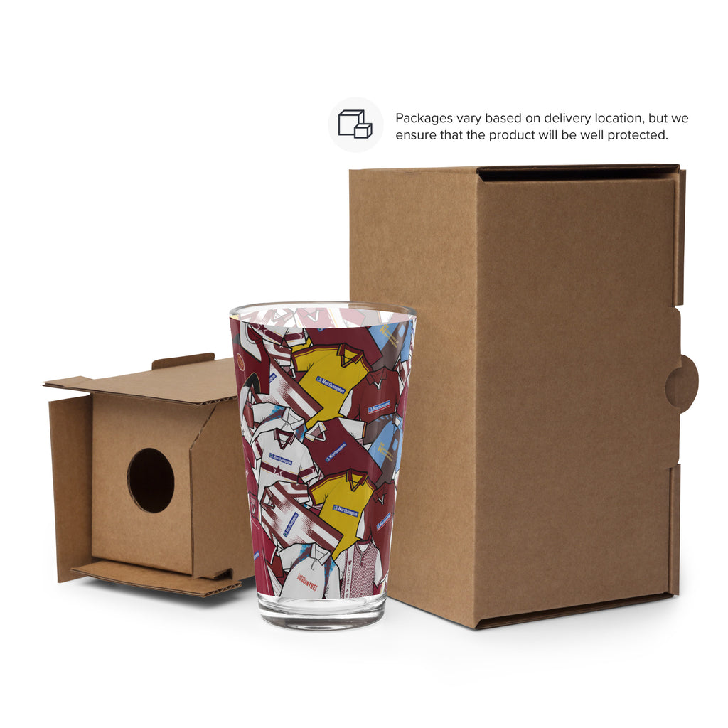 This unofficial fan-made pint glass is inspired by the classic Northampton Town football kits of the past, designed with passion for true Cobblers supporters. Made from high-quality, durable glass, it’s perfect for enjoying your favourite drink while showing off your team pride. A great gift or collectible for fans who appreciate football history and unique memorabilia. Ideal for home bars, match days, or everyday use. Ships quickly within the UK and internationally for all supporters.