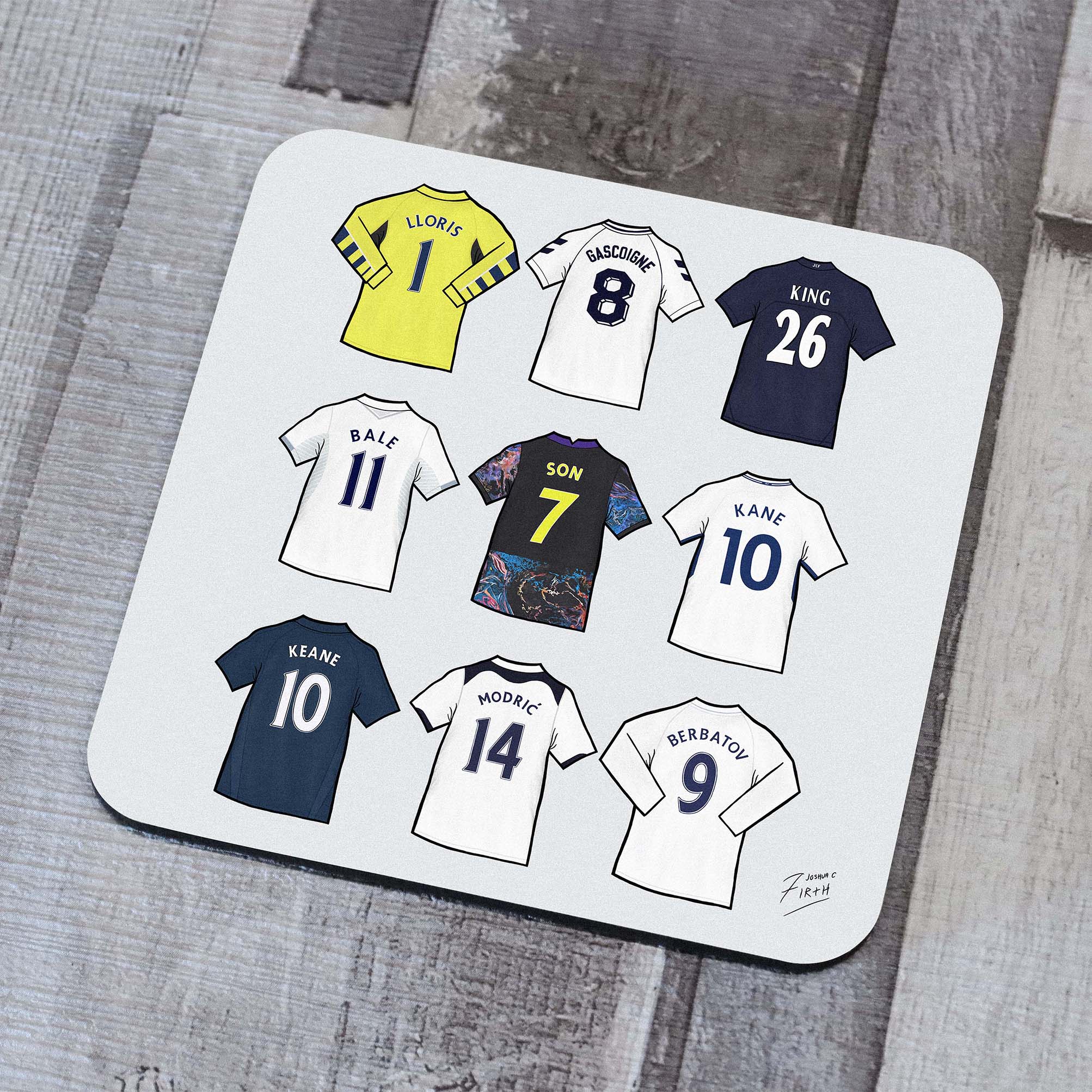 Coaster artwork featuring some of the most famous names to play for Tottenham Hotspur