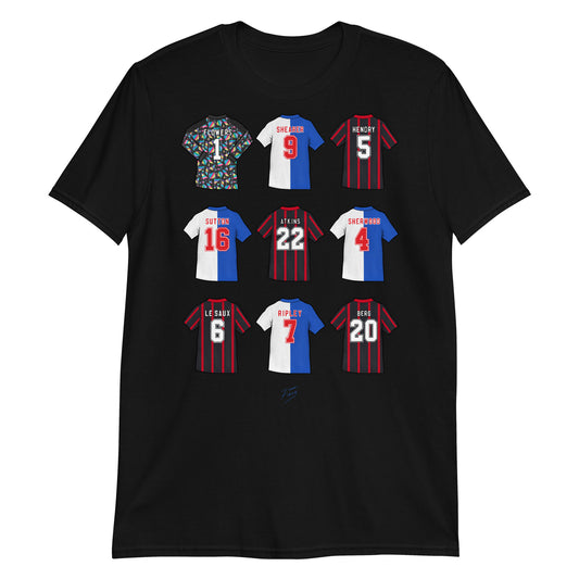 Black T-shirt inspired by the legendary Blackburn Rovers players of the past! A great tribute to that team of 1994/95