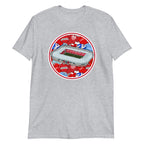 Grey Middlesbrough themed T-shirt with illustrated retro art including the Riverside Stadium in North Yorkshire