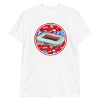 White Middlesbrough themed T-shirt with illustrated retro art including the Riverside Stadium in North Yorkshire