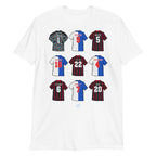 White T-shirt inspired by the legendary Blackburn Rovers players of the past! A great tribute to that team of 1994/95