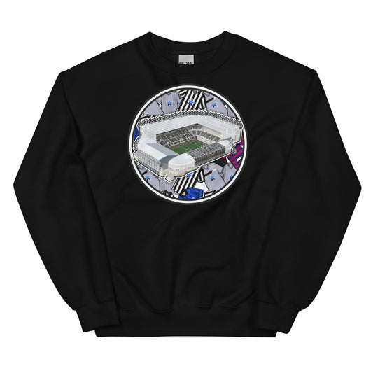 Black unisex sweatshirt jumper Inspired by the home of Newcastle United, St James' Park in Tyneside. 