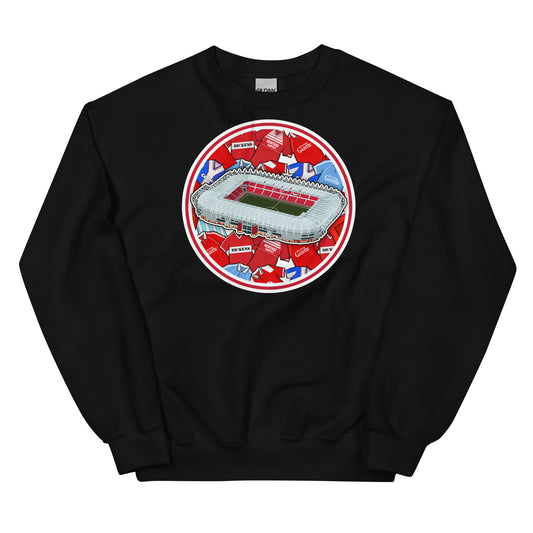 Black Retro Sweatshirt Inspired by the home of Middlesbrough Football, The Riverside Stadium in North Yorkshire!