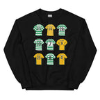 Black Sweatshirt Celtic inspired, legends of the club illustrated artwork featuring names such as Nakamura, Chris Sutton, John Harrison, Henrik Larsson, Scott Brown & more