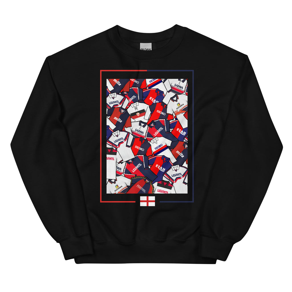 Artwork on a sweatshirt inspired by the oldest team in Italian football, Genoa CFC