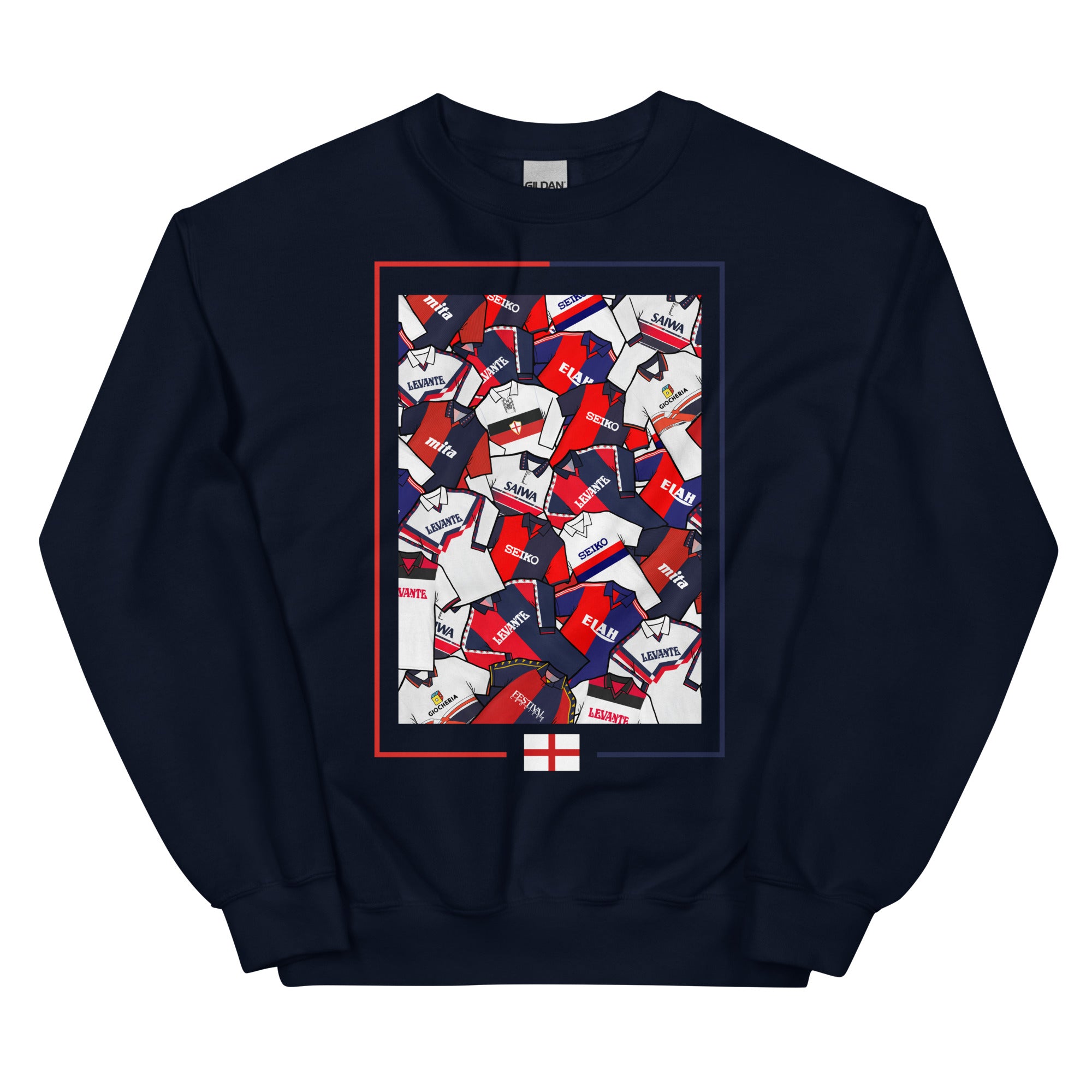 Artwork on a sweatshirt inspired by the oldest team in Italian football, Genoa CFC