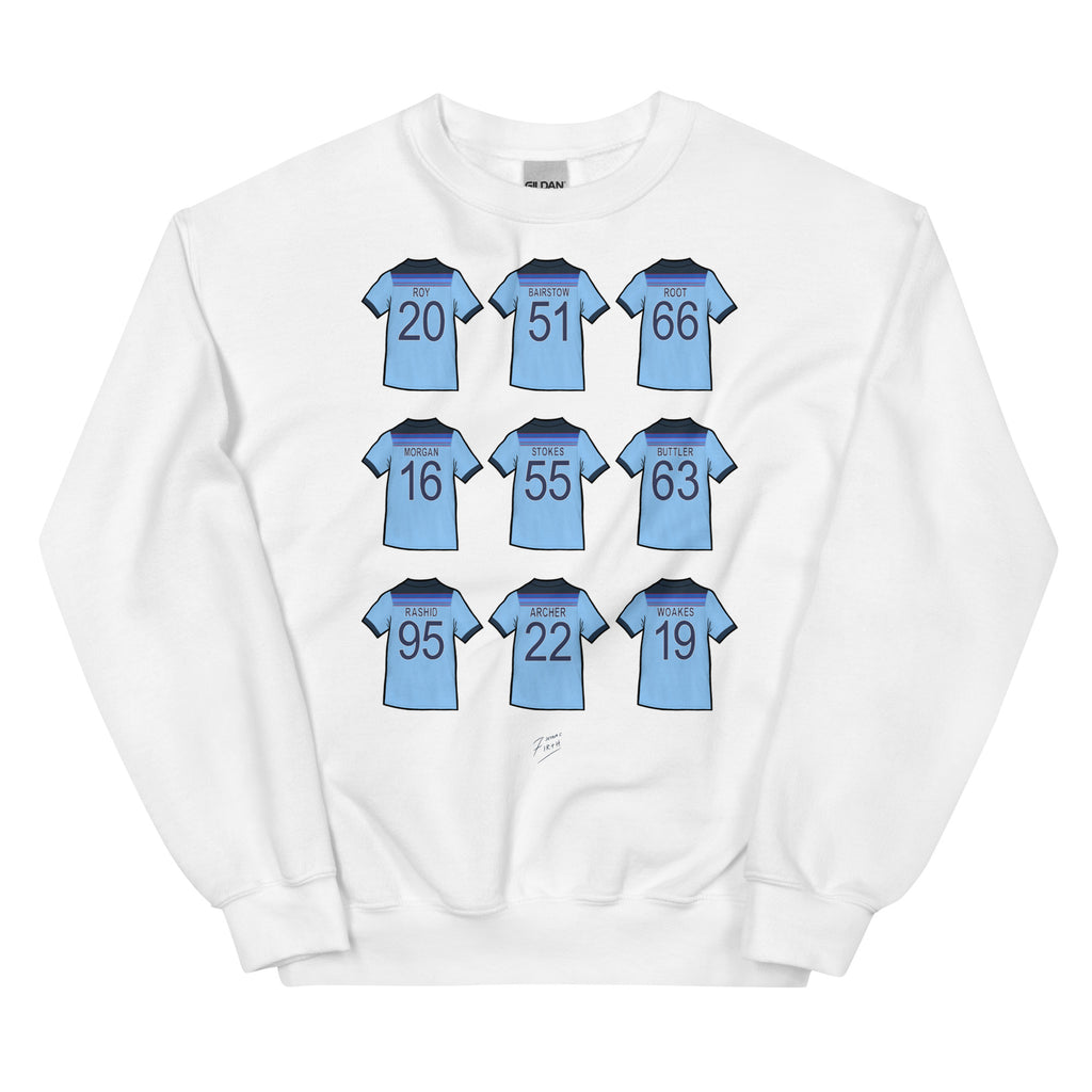 White T-shirt England cricket sweatshirt jumper inspired by those jerseys of world cup 2019