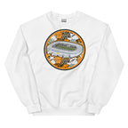 White retro themed sweatshirt with artwork of Hull City Football Club's home ground the MKM Stadium on the front