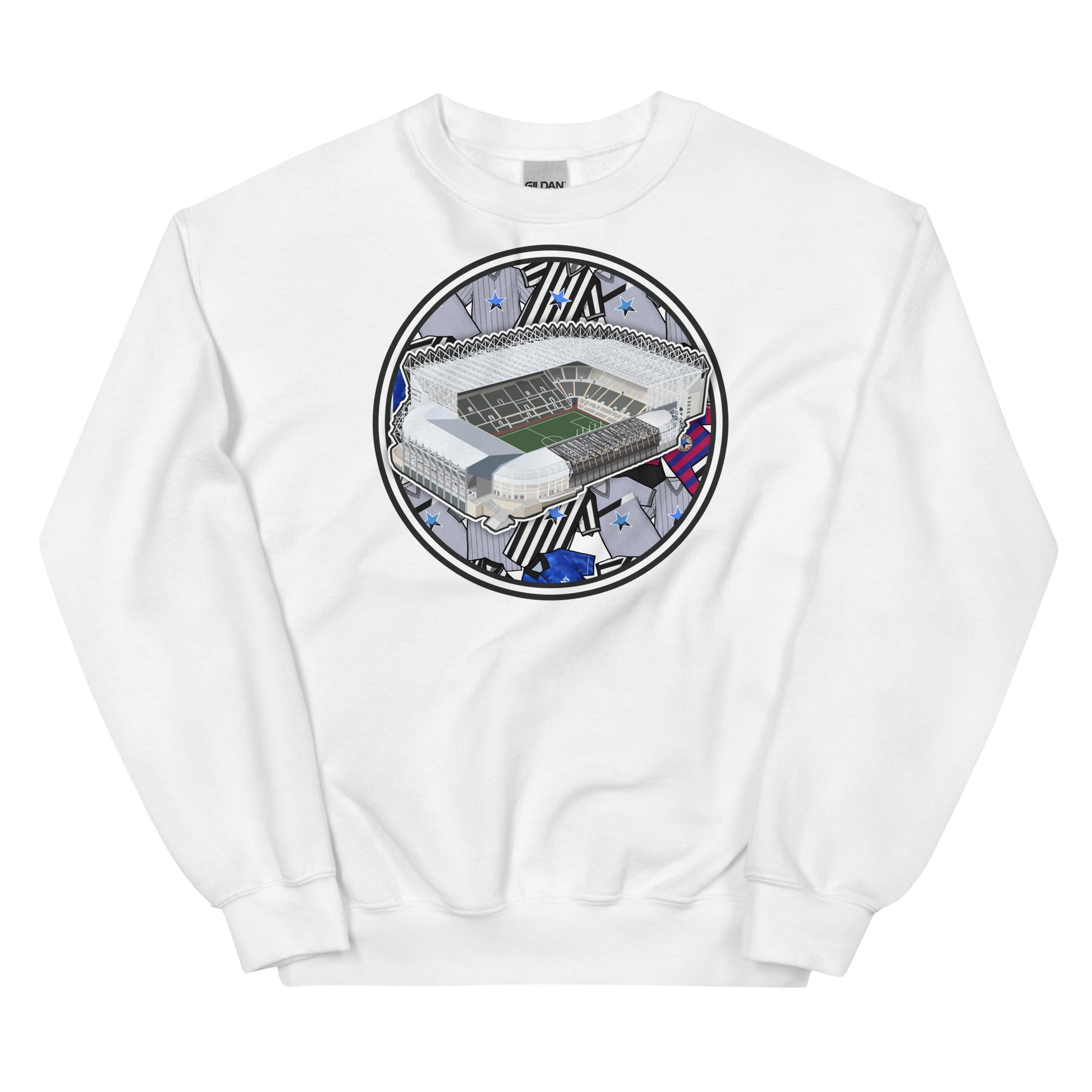 White unisex sweatshirt jumper Inspired by the home of Newcastle United, St James' Park in Tyneside.