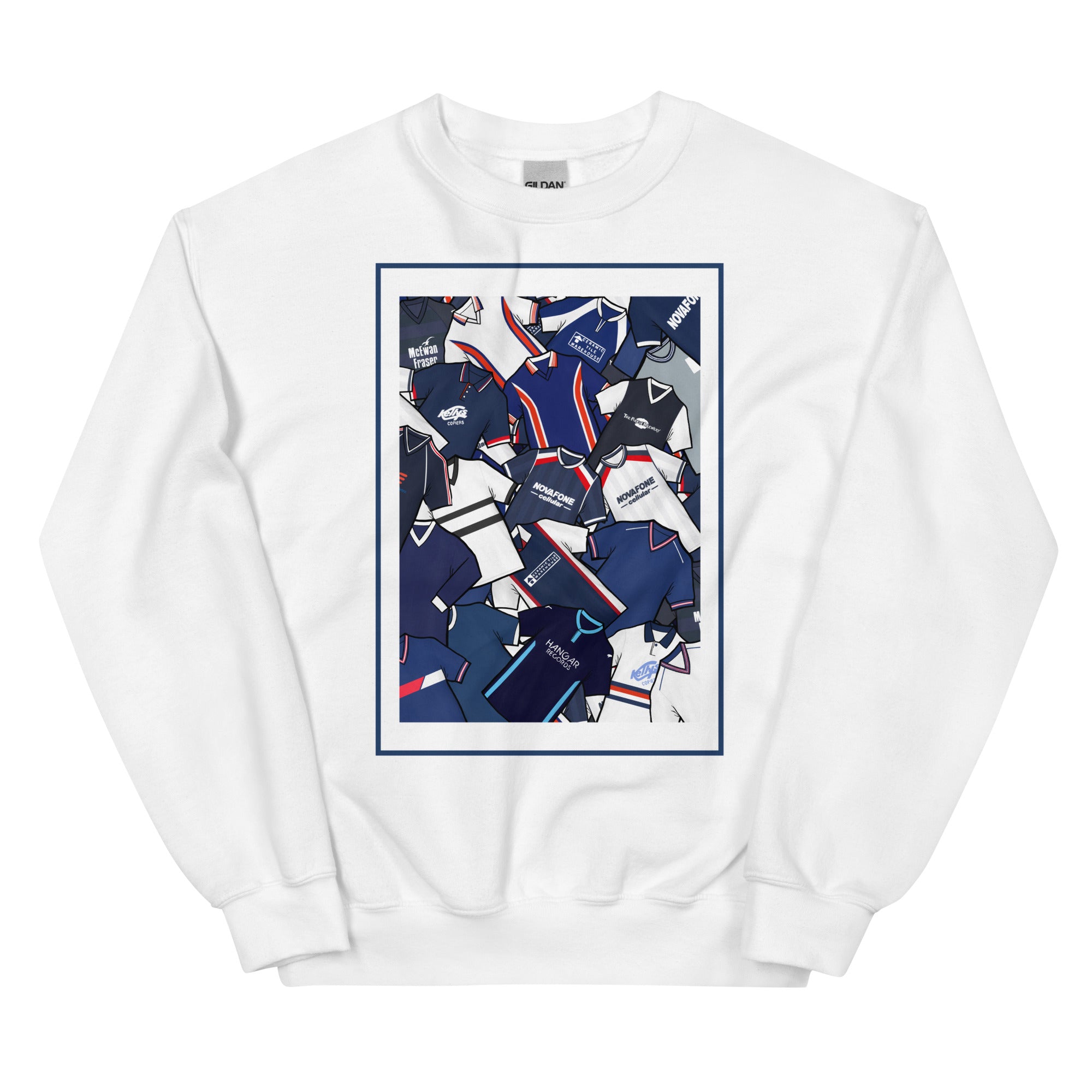 Show your Dundee FC pride with this sweatshirt featuring a unique mashup of classic shirts. A stylish retro football gift for true Dundee supporters