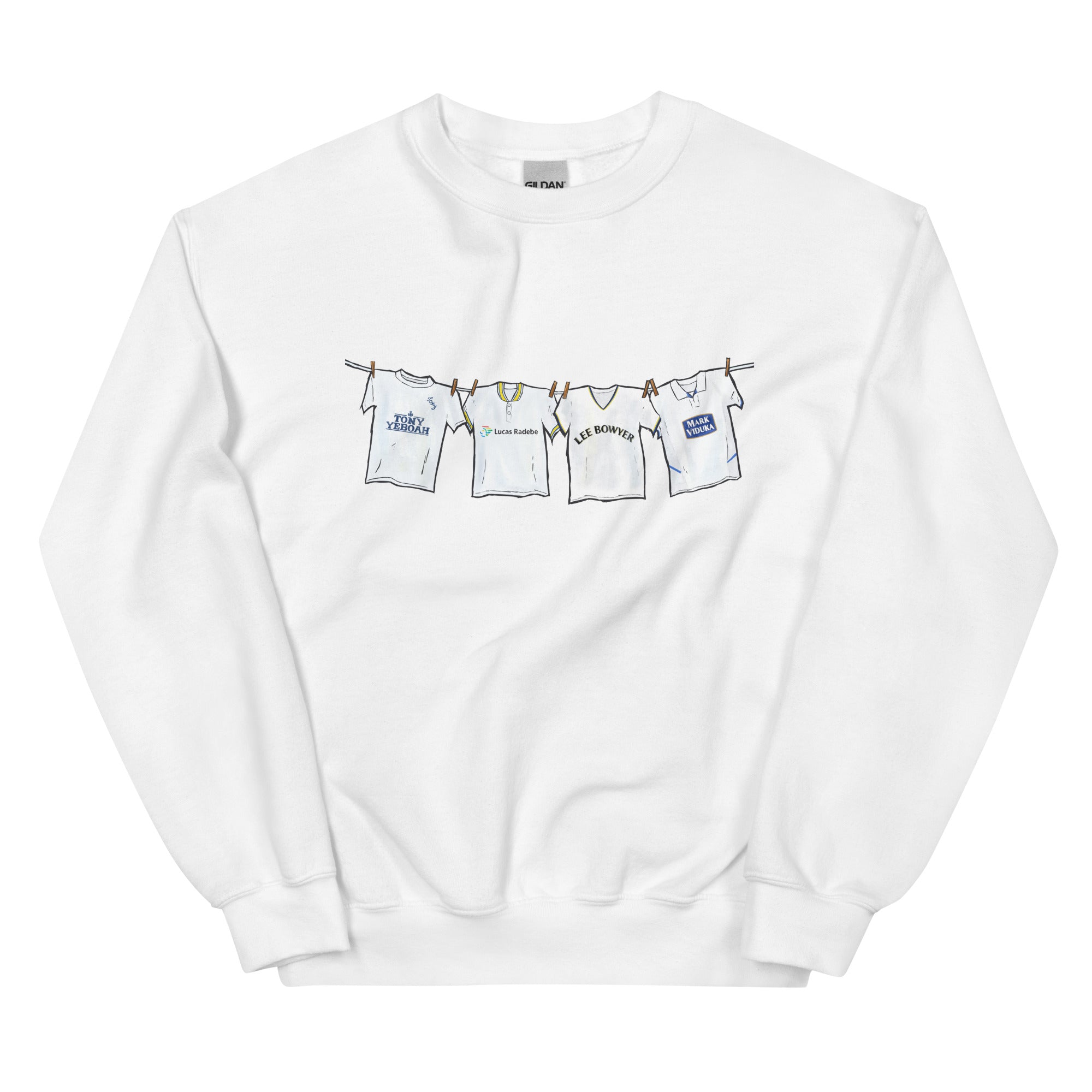 Celebrate 90s football devotion and classic kit culture with this vintage Leeds-inspired football sweatshirt.