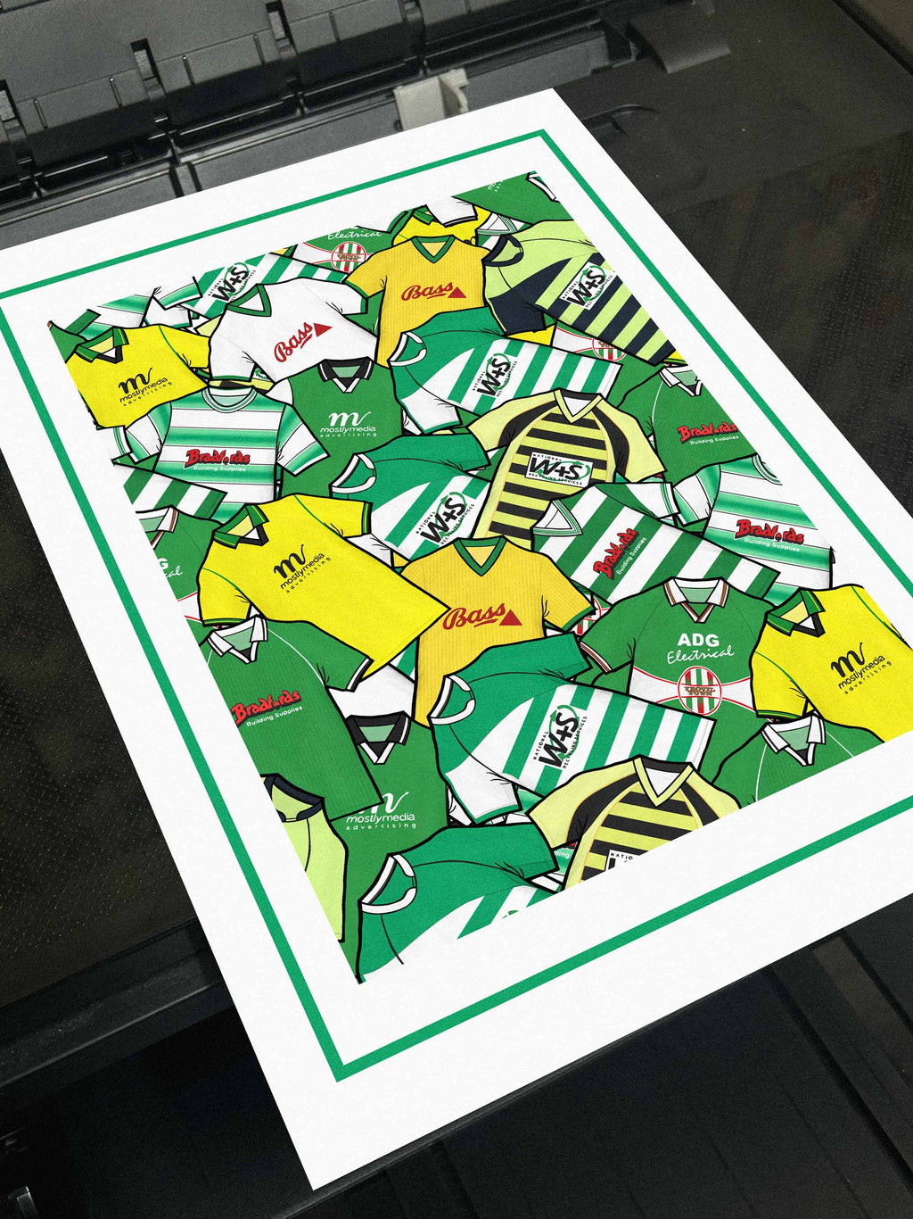 Celebrate Yeovil Town heritage with this retro shirt art print, available in A3/A4, framed or unframed—perfect gift for true Glovers fans.