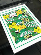 Celebrate Yeovil Town heritage with this retro shirt art print, available in A3/A4, framed or unframed—perfect gift for true Glovers fans.