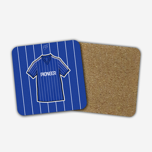 Coaster inspired by the Ipswich Town Football Club home shirt from the 80's, 1981-82. Perfect as a gift for a loved one or as a treat for yourself
