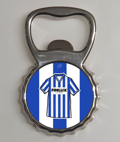 Sheff Wed 1984-86 Home Shirt Memorabilia Metal Bottle Opener Fridge Magnet