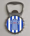 Huddersfield Town themed home shirt bottle opener, inspired by the jersey of 1984-85