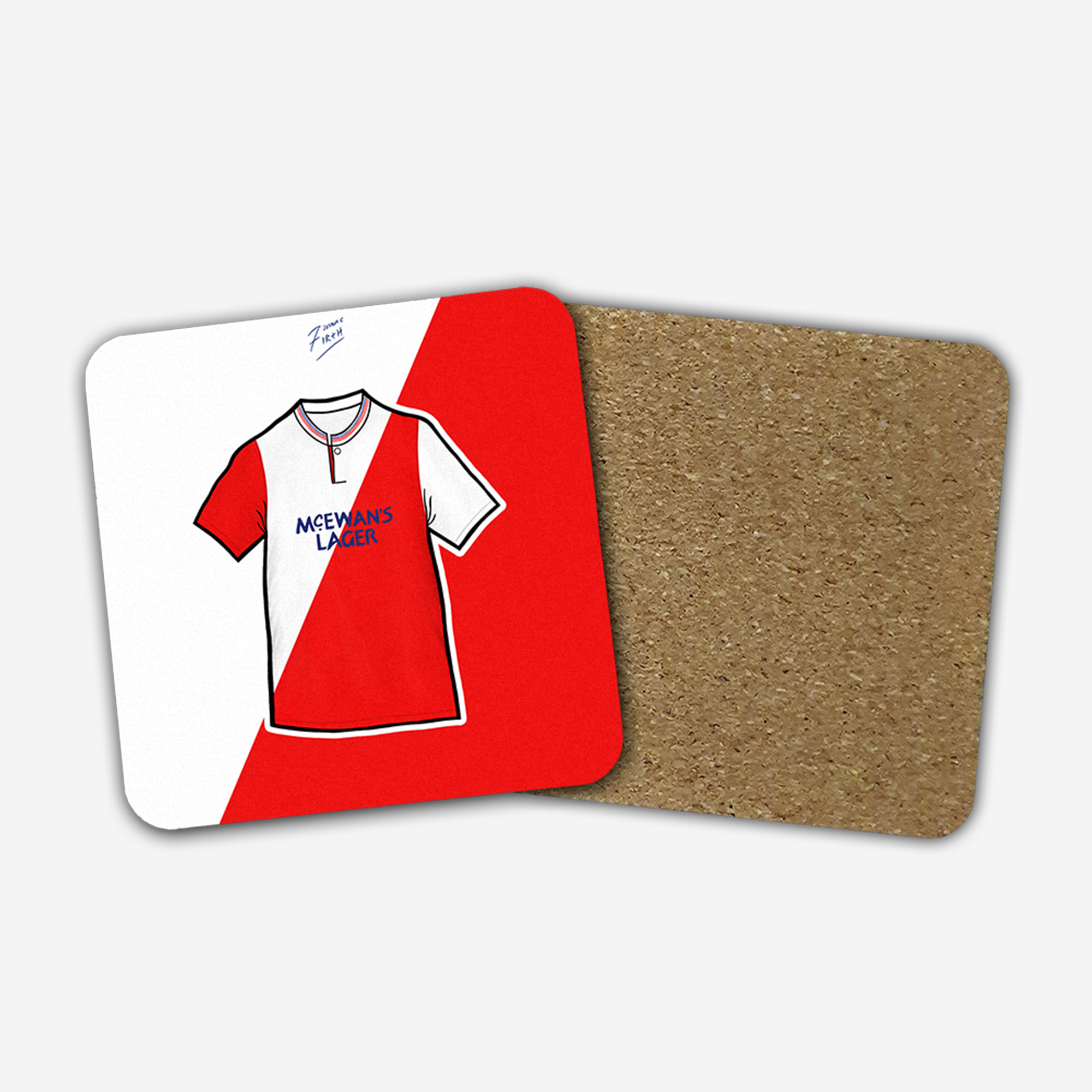 Rangers 1987-90 Away Shirt Memorabilia Hand Sublimated Football Coaster