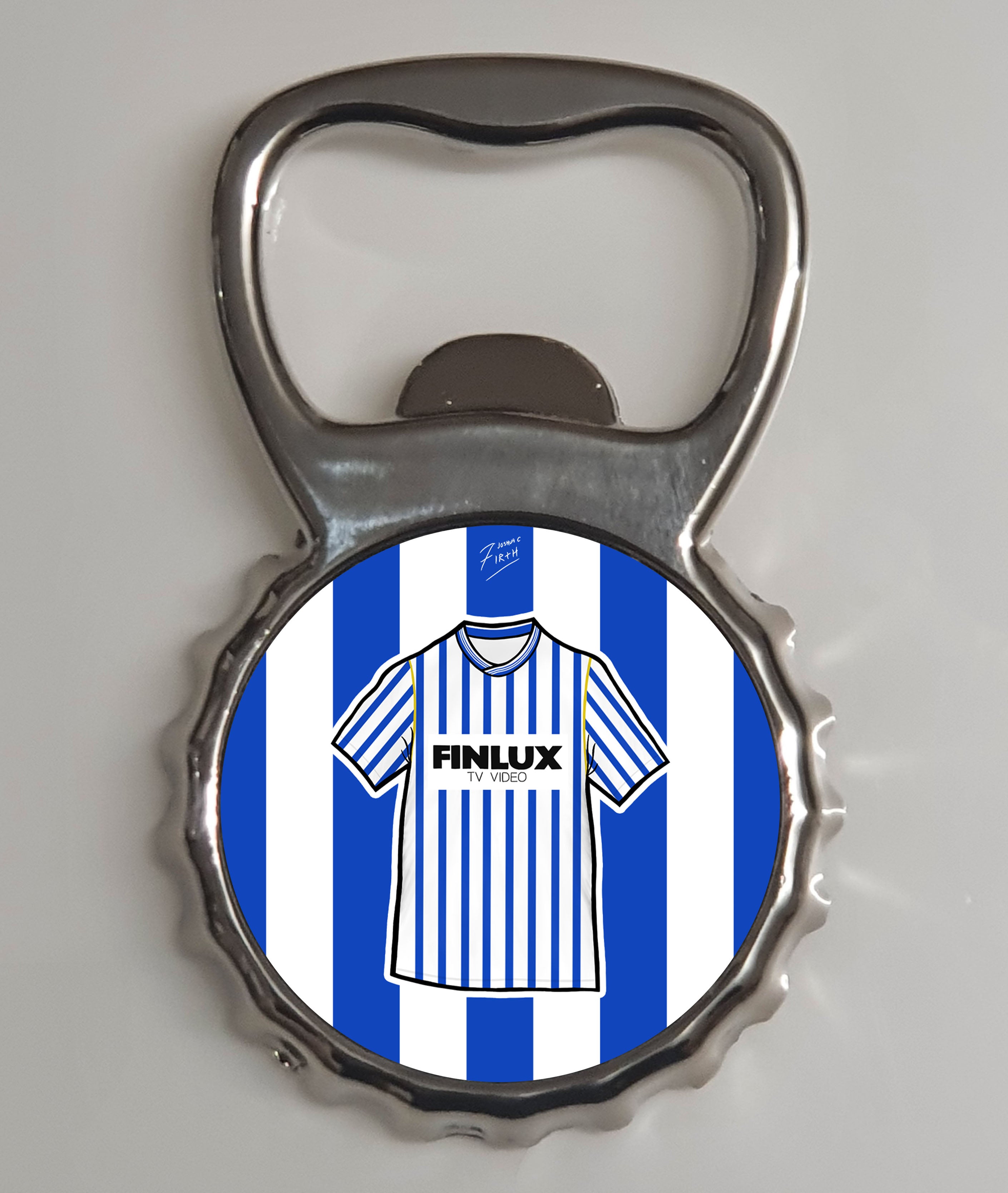Sheff Wed 1987-89 Home Shirt Memorabilia Metal Bottle Opener Fridge Magnet