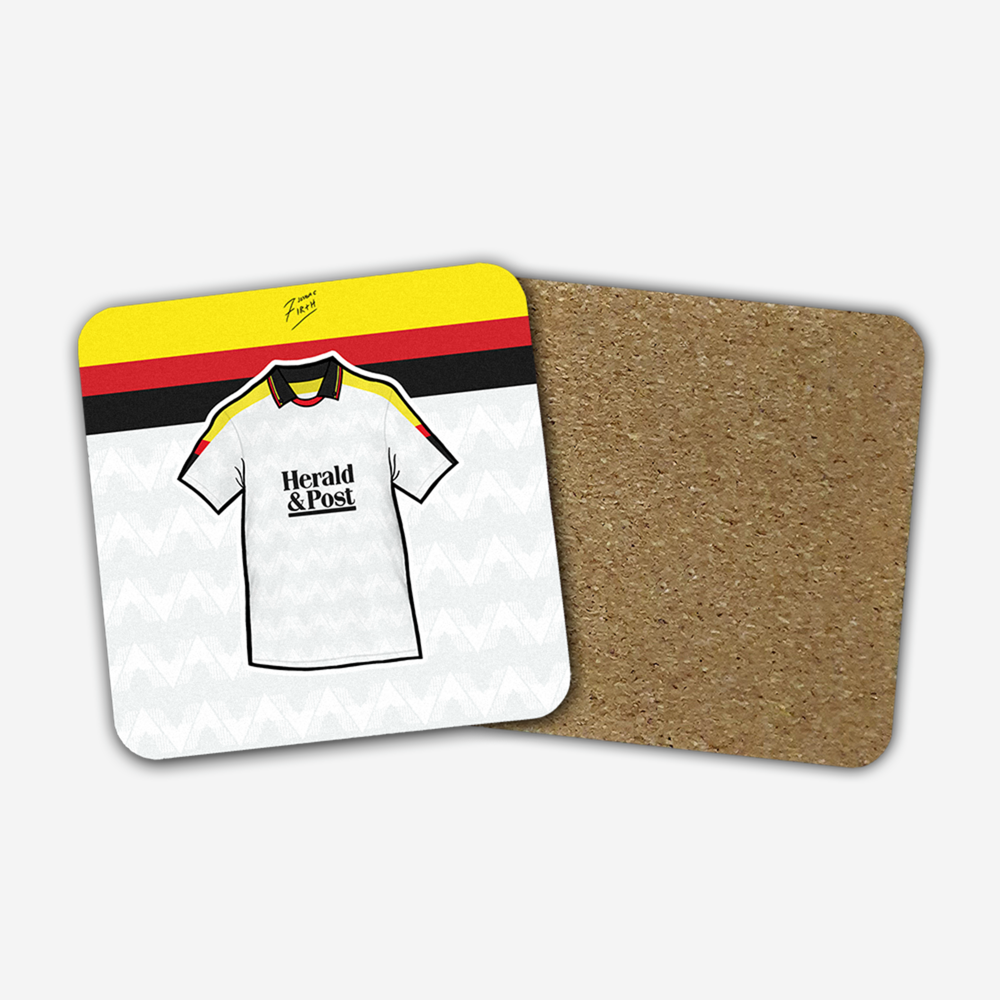 Watford 1989-91 Away Shirt Memorabilia Hand Sublimated Football Coaster