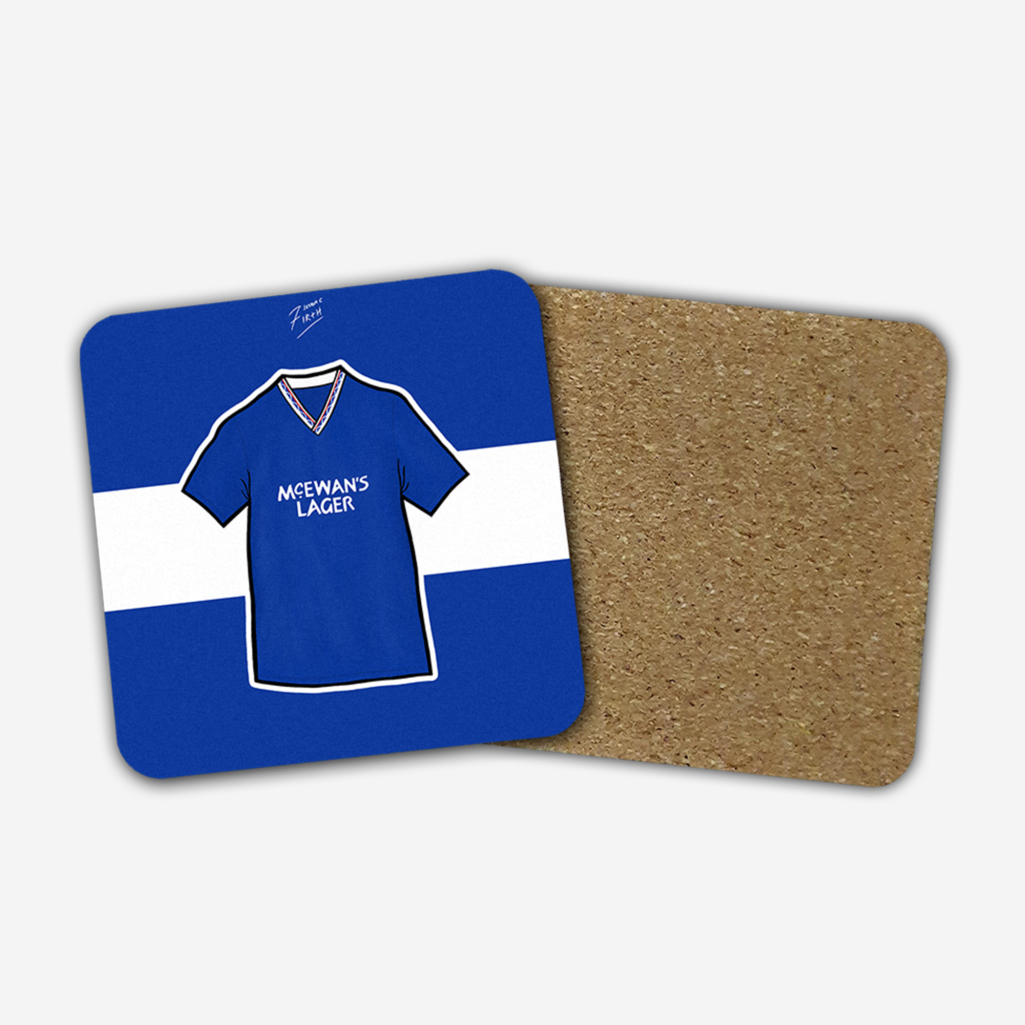 Rangers 1990-92 Home Shirt Memorabilia Hand Sublimated Football Coaster
