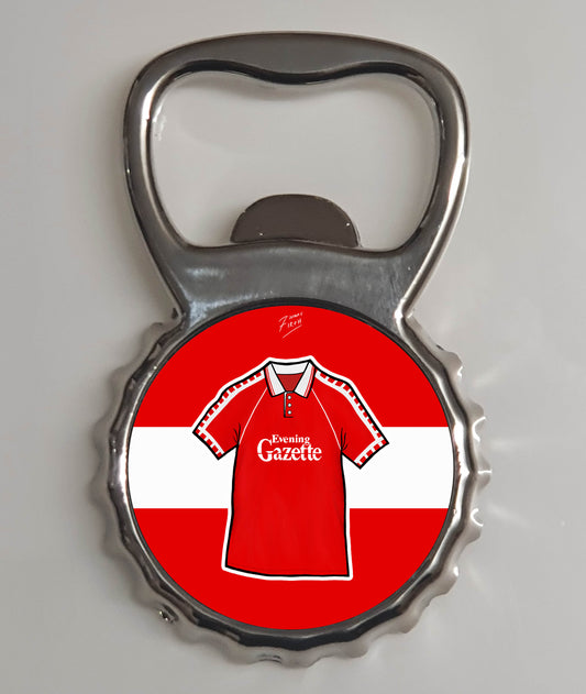Middlesbrough 1990-92 Home Shirt Memorabilia Metal Bottle Opener Fridge Magnet