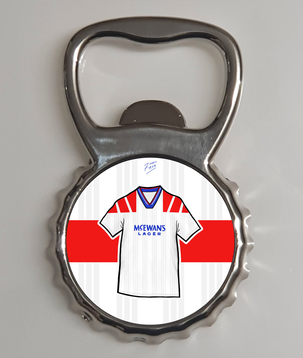 Rangers 1992-93 Away Shirt Memorabilia Metal Bottle Opener Fridge Magnet