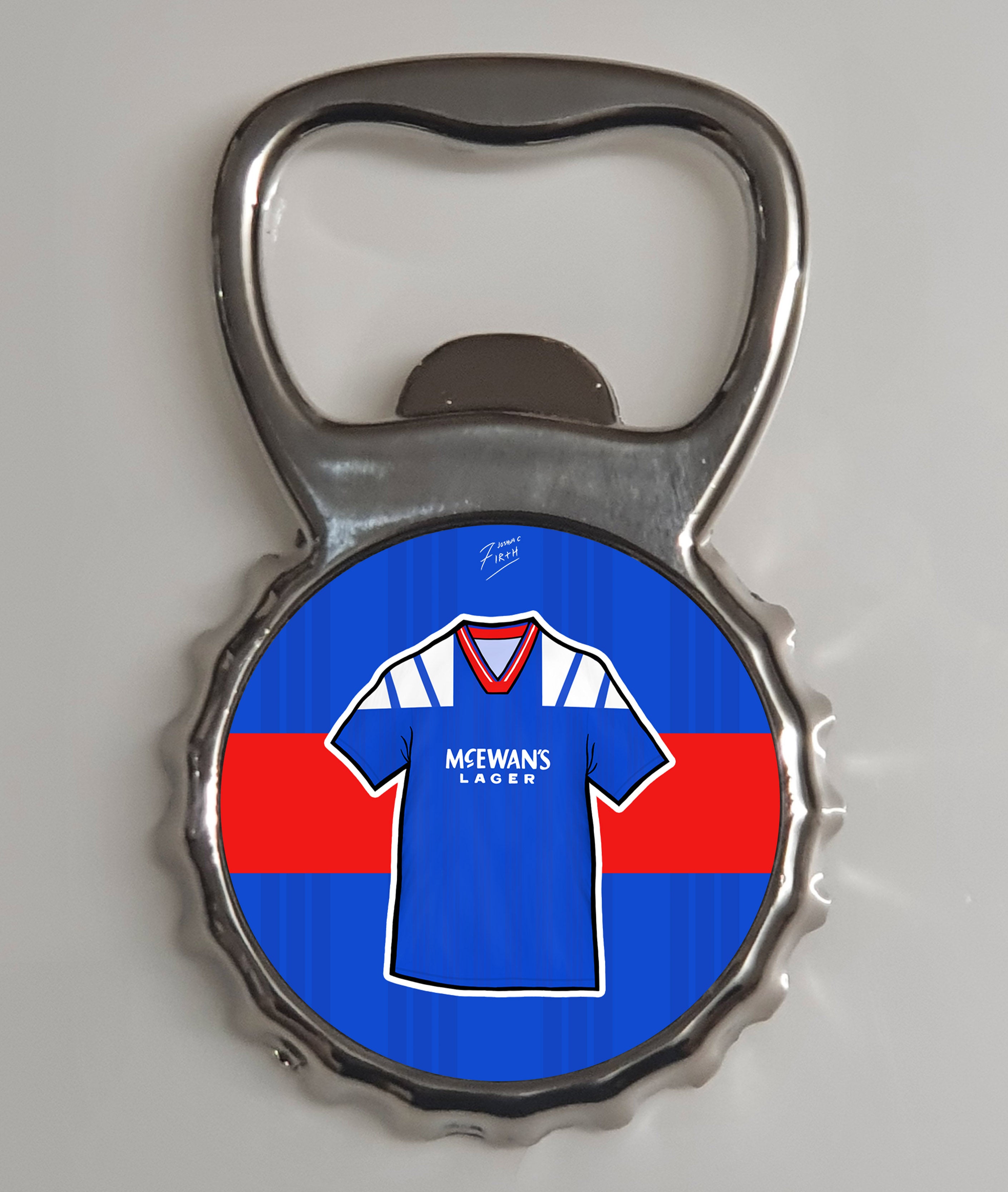 Rangers 1992-94 Home Shirt Memorabilia Metal Bottle Opener Fridge Magnet