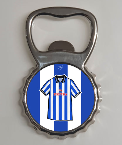 Sheff Wed 1997-99 Home Shirt Memorabilia Metal Bottle Opener Fridge Magnet