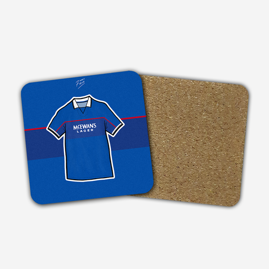 Rangers 1997-99 Home Shirt Memorabilia Hand Sublimated Football Coaster