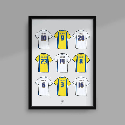 Leeds 2009-10 Promotion Player Shirts Illustrated Football Poster Print
