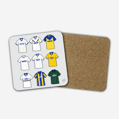 Leeds United inspired retro shirts coaster