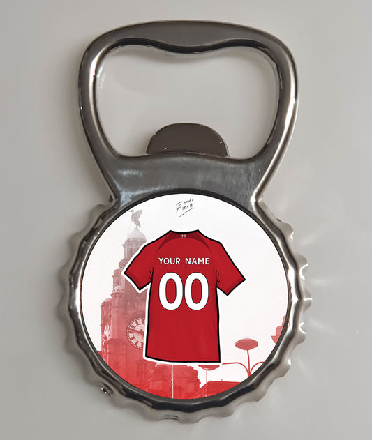 Personalised Liverpool Home Shirt 2022/23 Memorabilia Metal Bottle Opener Fridge Magnet