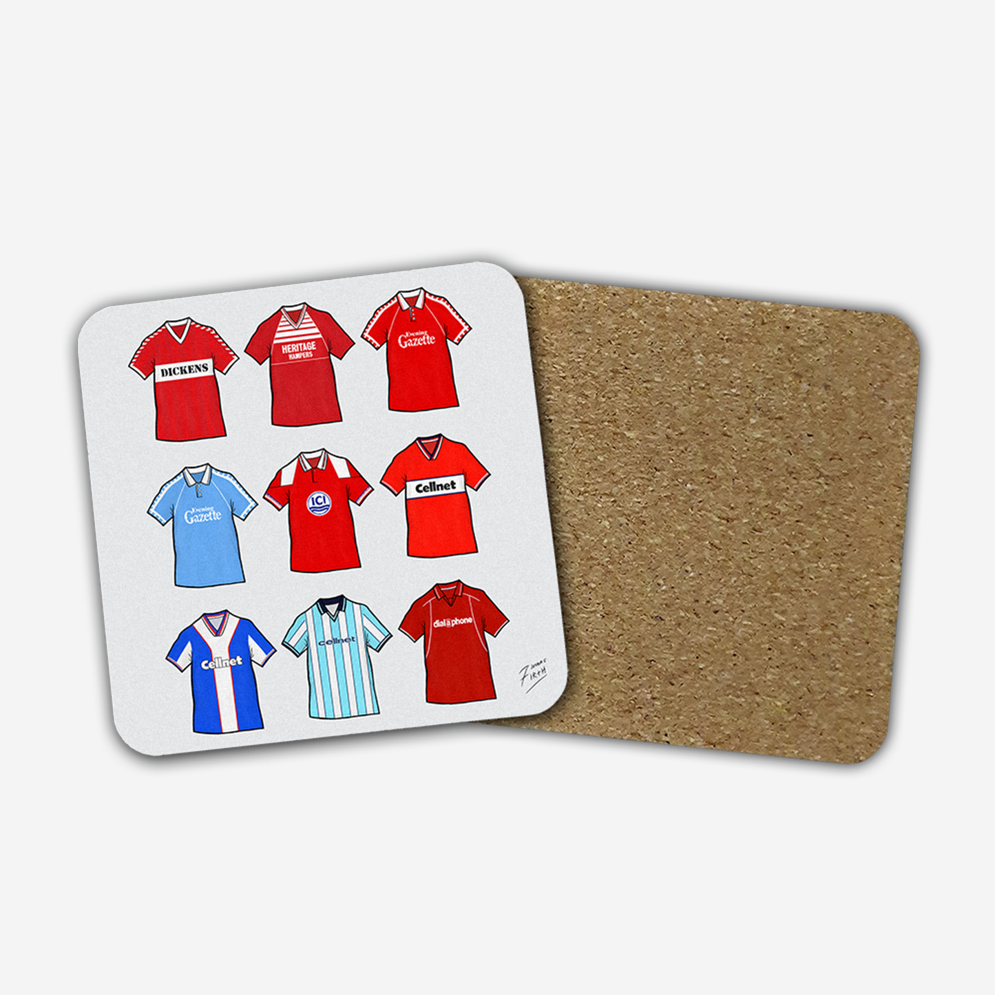 Middlesbrough Retro Shirts Memorabilia Hand Sublimated Football Coaster