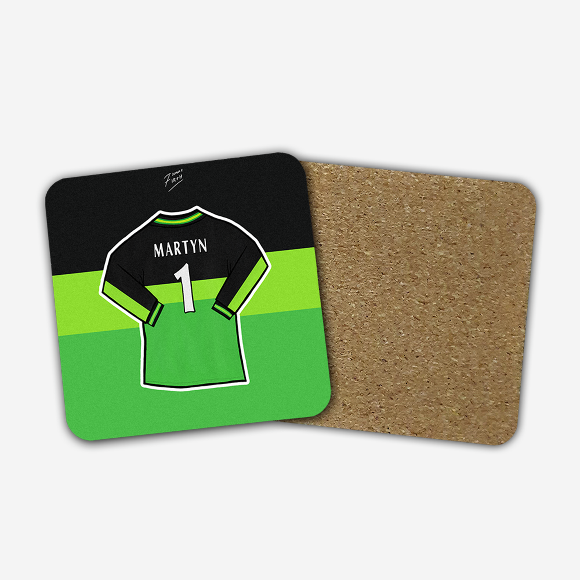 Nigel Martyn Leeds 1998-00 Goalkeeper Shirt Memorabilia Hand Sublimated Football Coaster