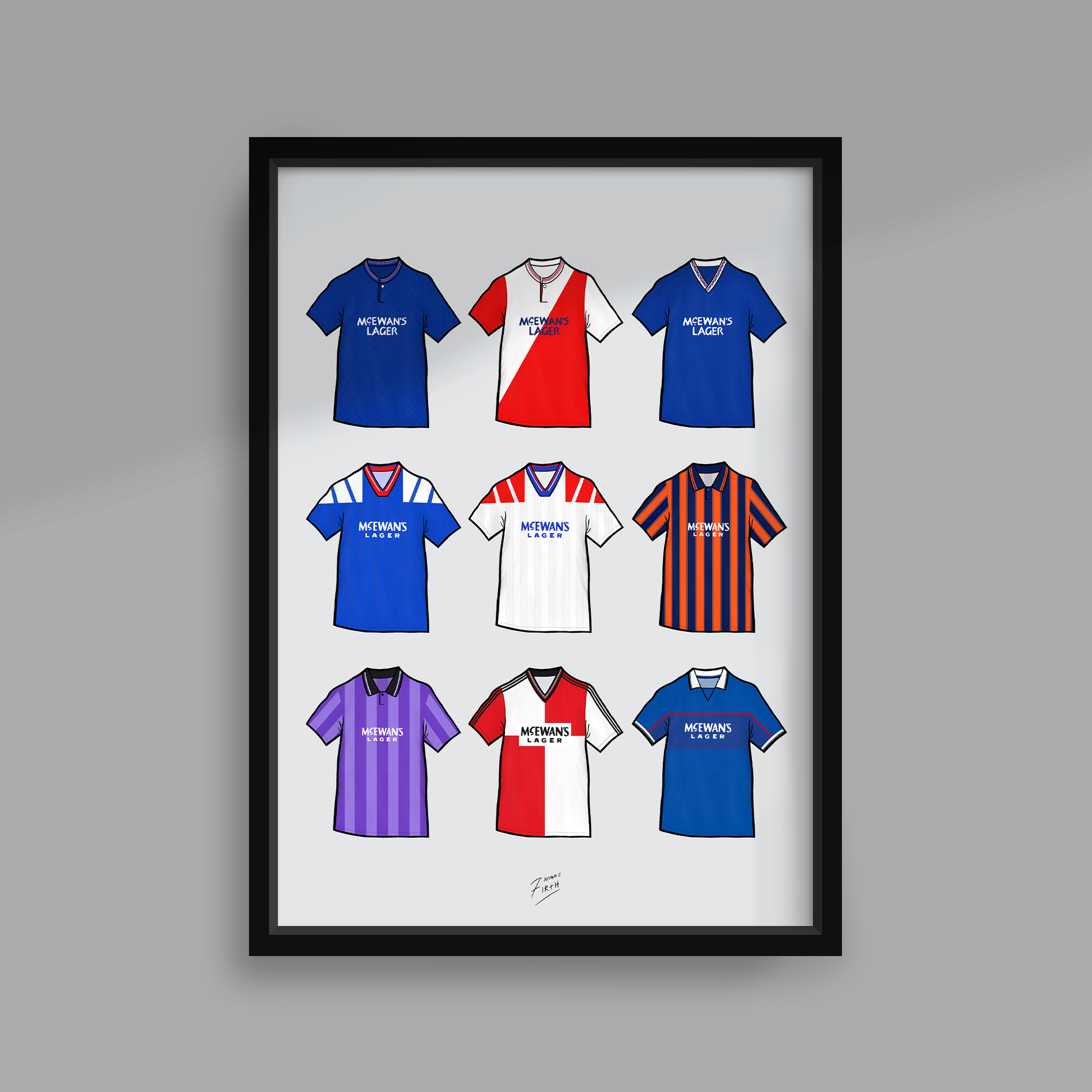 Glasgow Rangers Rangers Framed Shirt Retro Glasgow Rangers Shirts