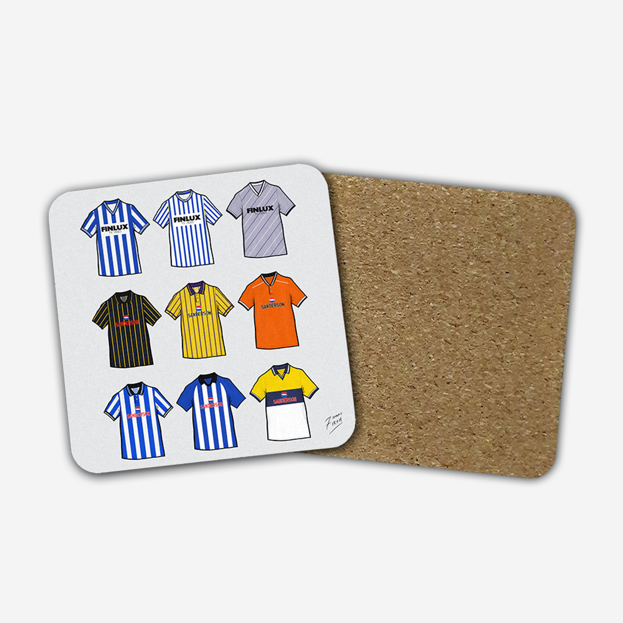 Sheff Wed Retro Shirts Memorabilia Hand Sublimated Football Coaster