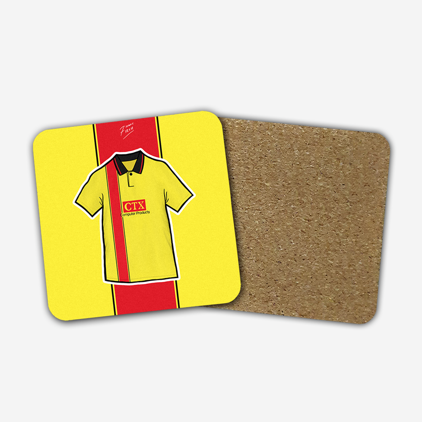 Watford 1997/98 Home Shirt Memorabilia Hand Sublimated Football Coaster